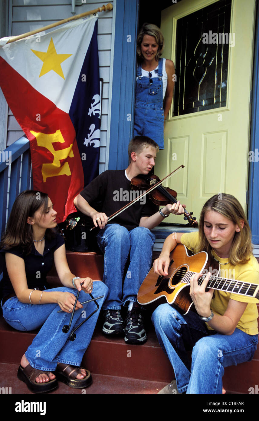 United States, Louisiana, Feufollet Cajun music band Stock Photo Alamy