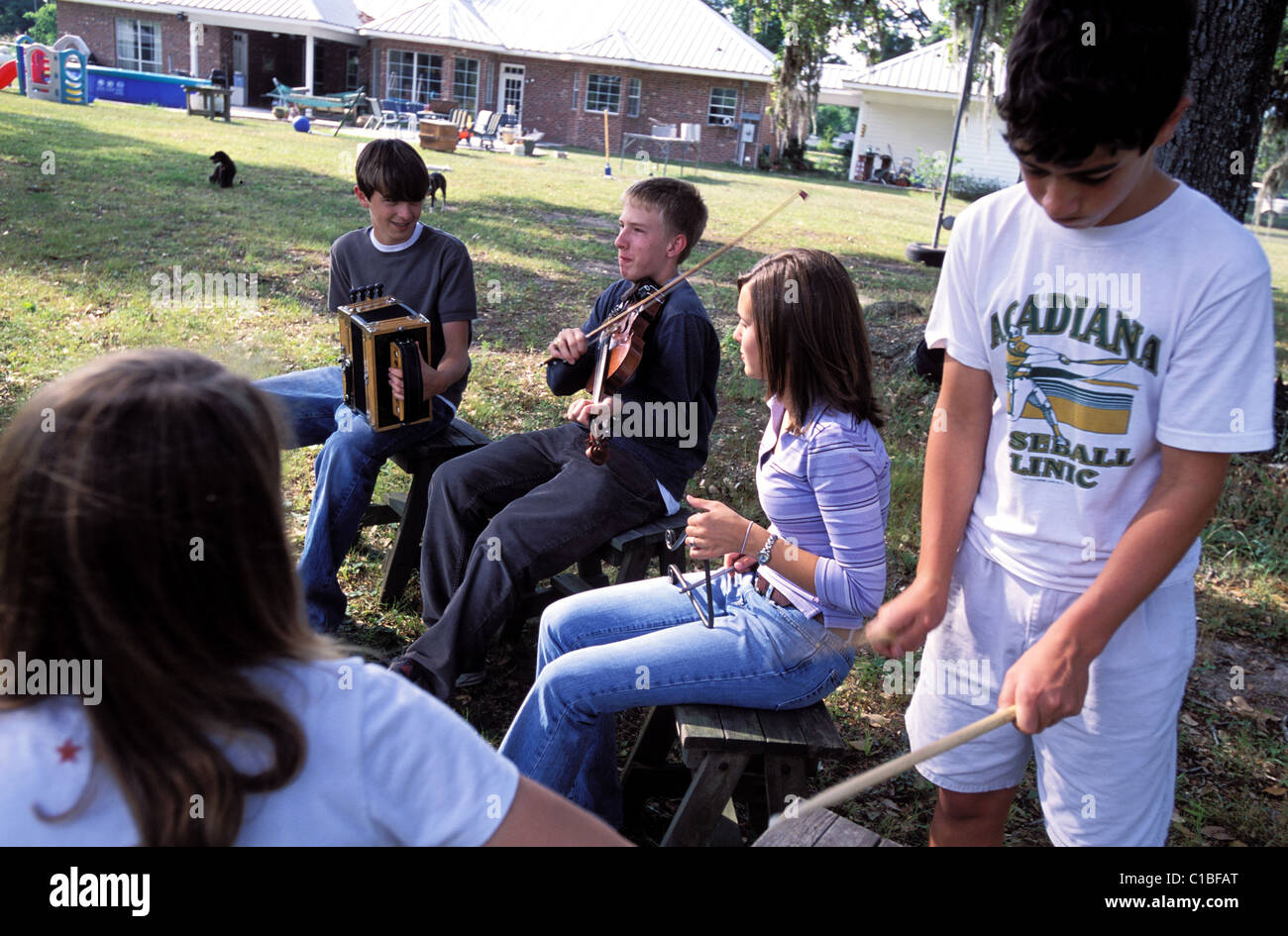 United States, Louisiana, Feufollet Cajun music band Stock Photo Alamy
