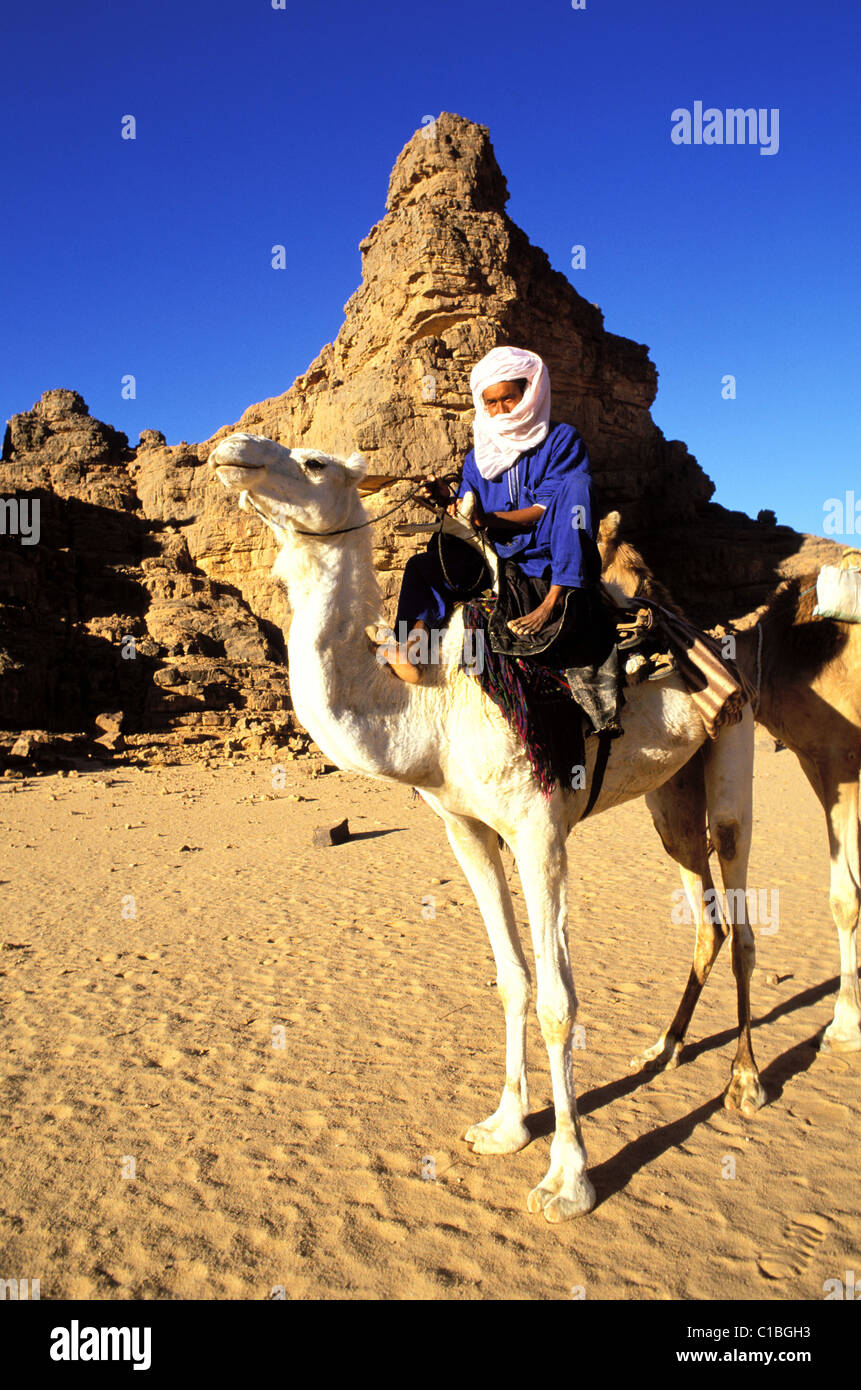 Algeria, Sahara, camel trek to Essendilene in the Tassili N’Ajjer Stock ...