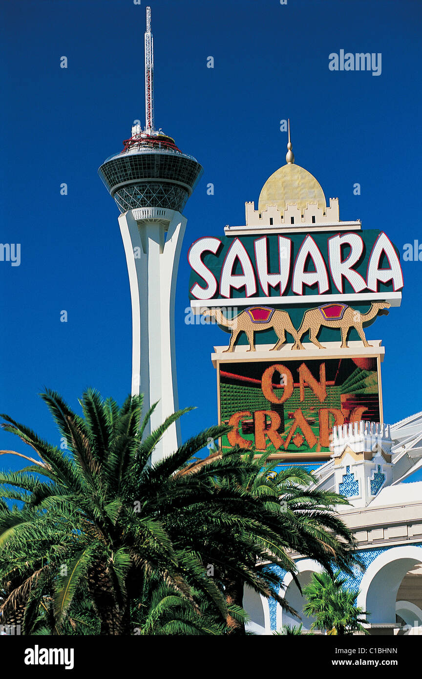 United States, Nevada, Las Vegas, Sahara Casino Hotel Stock Photo