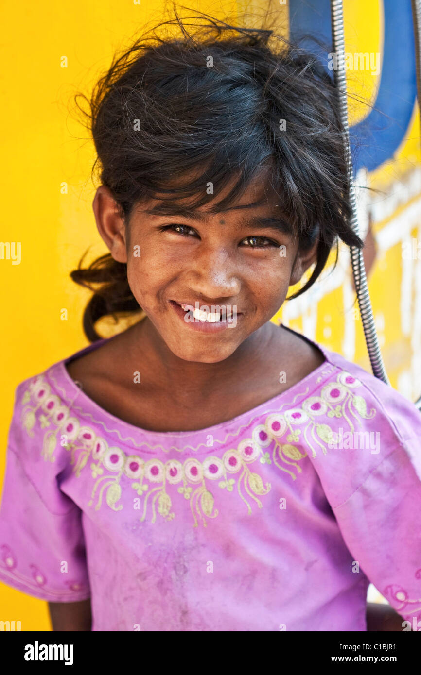 Indian Street Girl with Beautiful Smile, Andhra Pradesh State, South ...