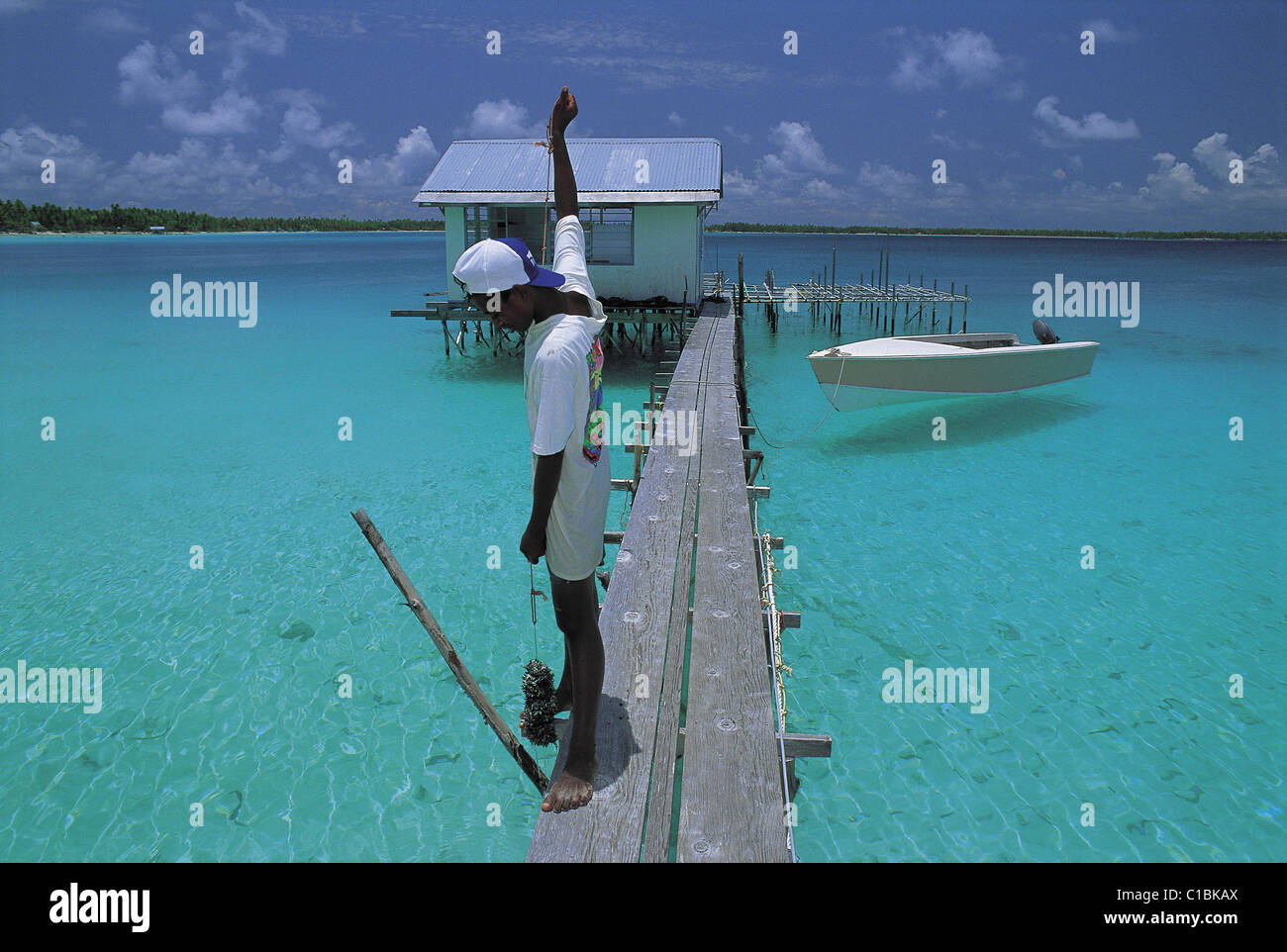 France, French Polynesia, a pearl farm on the Takapoto atoll Stock Photo