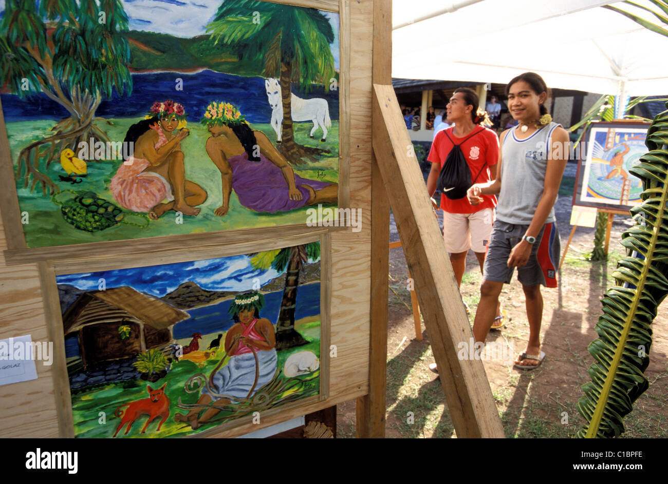France, French Polynesia, Hiva Hoa Island, cultural center Paul Gauguin in Atuona Stock Photo
