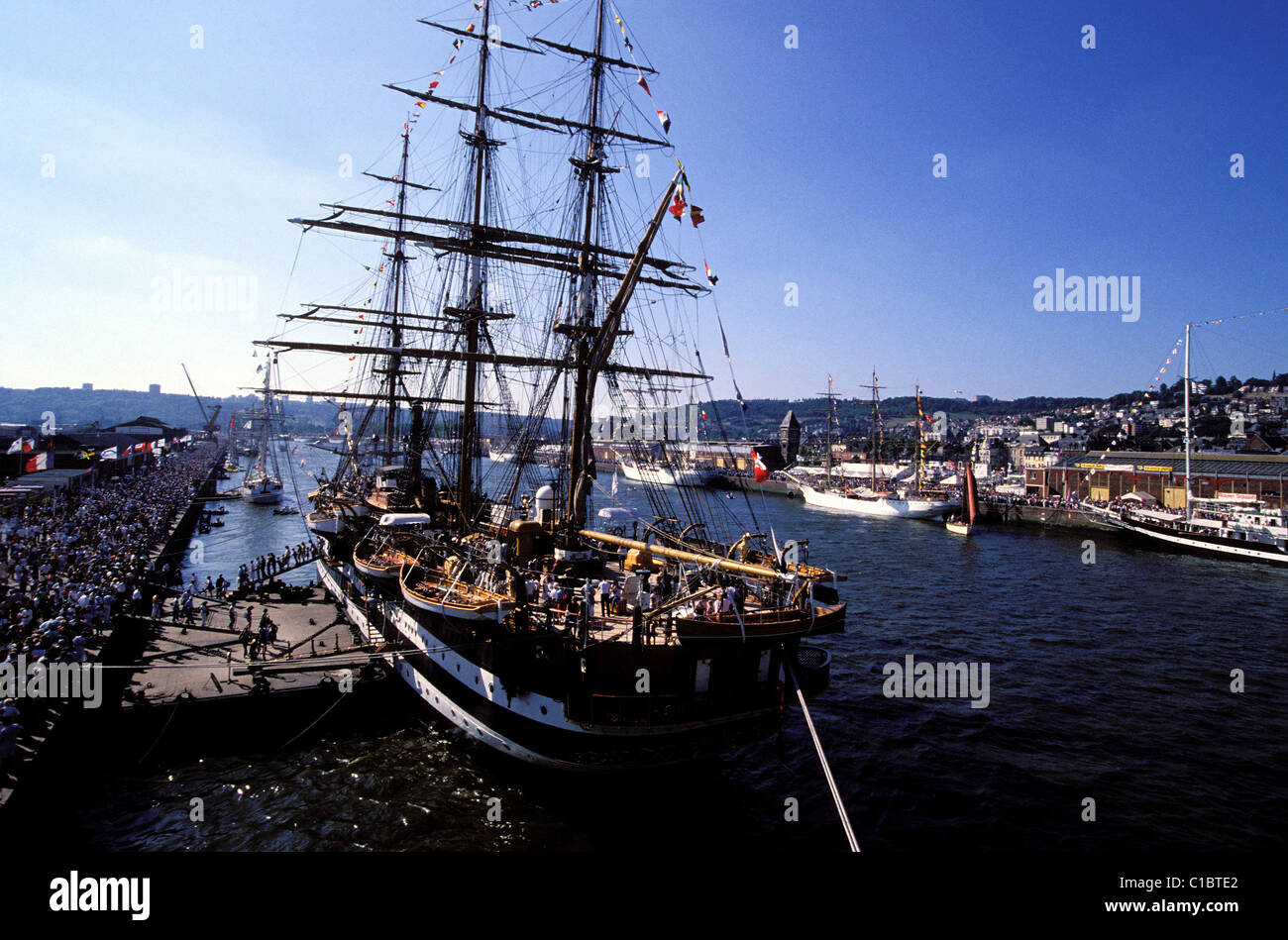 France Seine Maritime Rouen Meeting Of The Greatest Most Beautiful Sailing Ships For The Old Sailing Ships Festivities Stock Photo Alamy