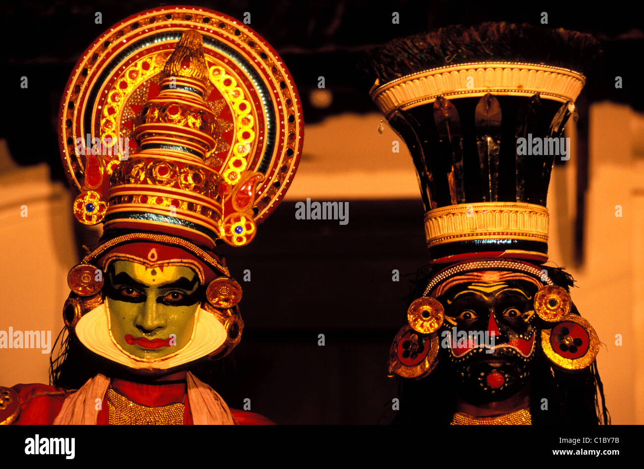 India Kerala The Katakali Kerala's theater which has traveled to the regions most remote villages for centuries is a instrument Stock Photo