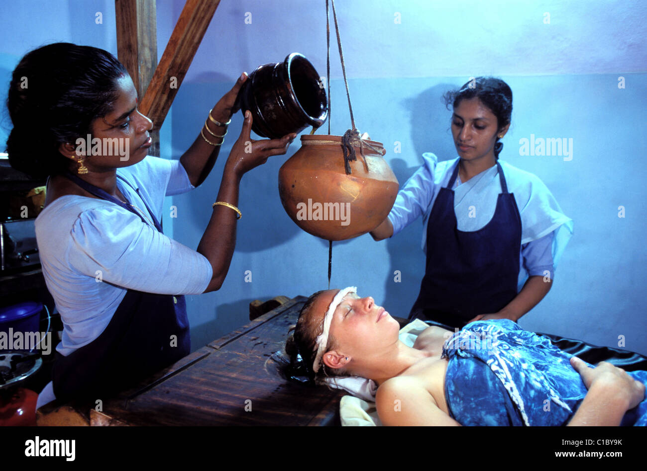 India Kerala Somatheeram ayurvedic centre in Chowara The Sirodhara