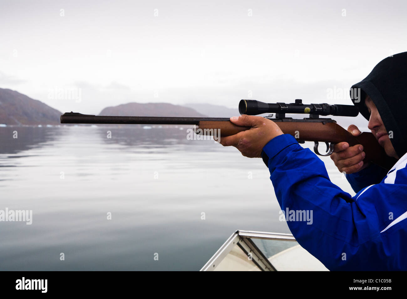 Seal hunter, South Greenland Stock Photo