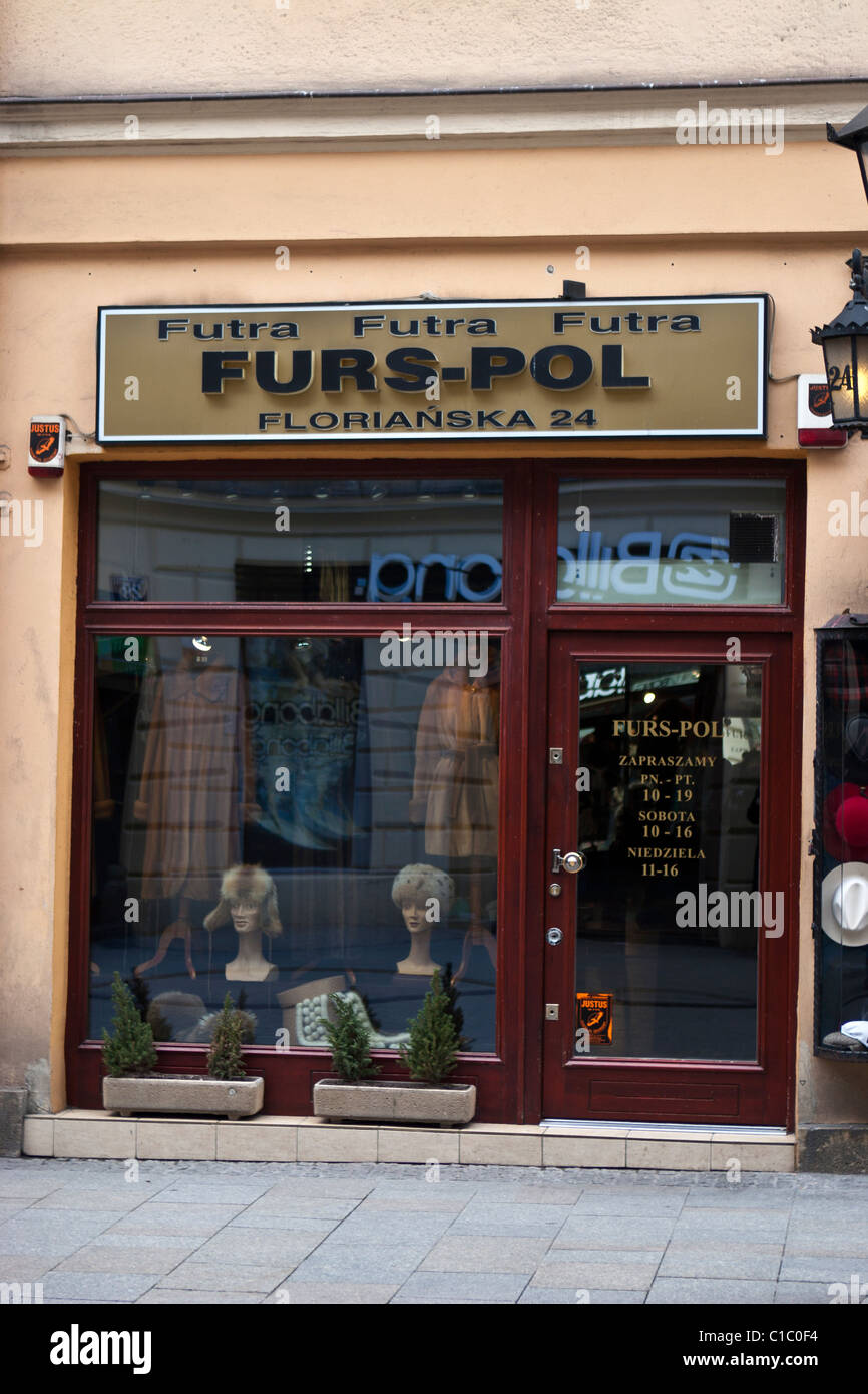 Fur shop front at 24 Florianska Street Krakow, Poland Stock Photo - Alamy