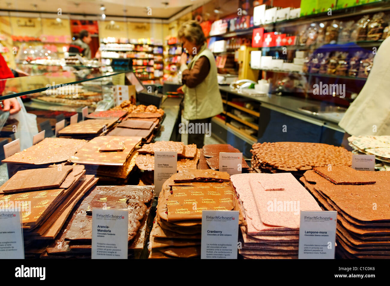 Chocolate shop Laderach Merkur, Via Nassa, Lugano, Switzerland, Europe Stock Photo Alamy