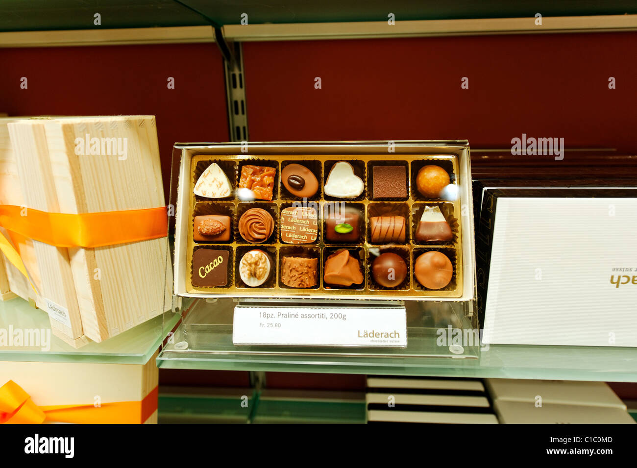 Chocolate shop Laderach Merkur, Via Nassa, Lugano, Switzerland, Europe Stock Photo Alamy
