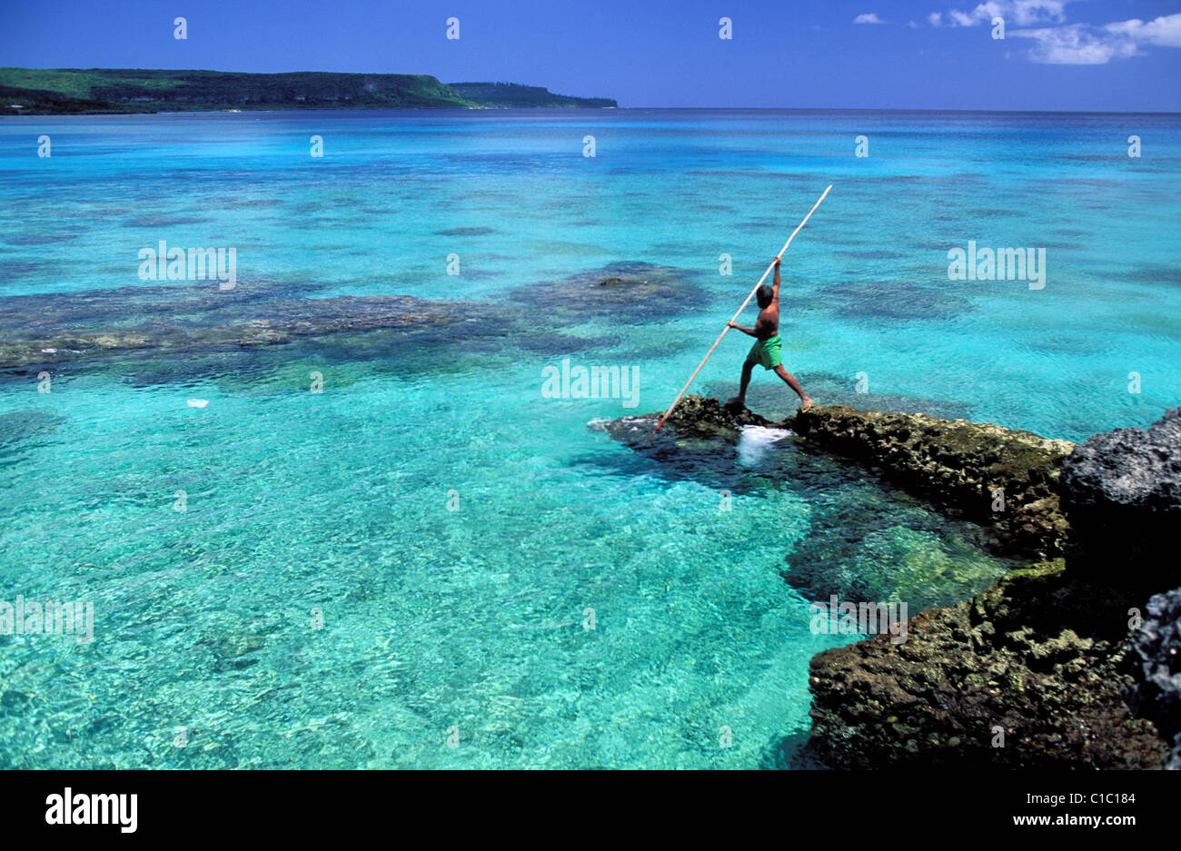 France, New Caledonia, Loyalty Island, Mare Island, fishing with a assegai Stock Photo