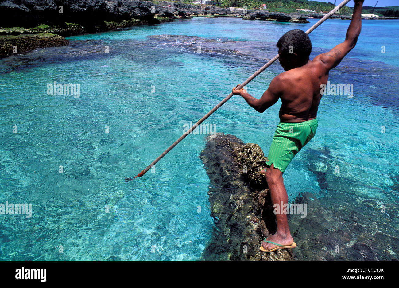 France, New Caledonia, Loyalty Islands, Mare Island, fishing with an assegai Stock Photo