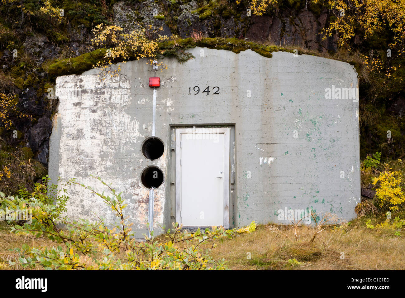 World war II bomb shelter, Narsarsuaq, South Greenland Stock Photo