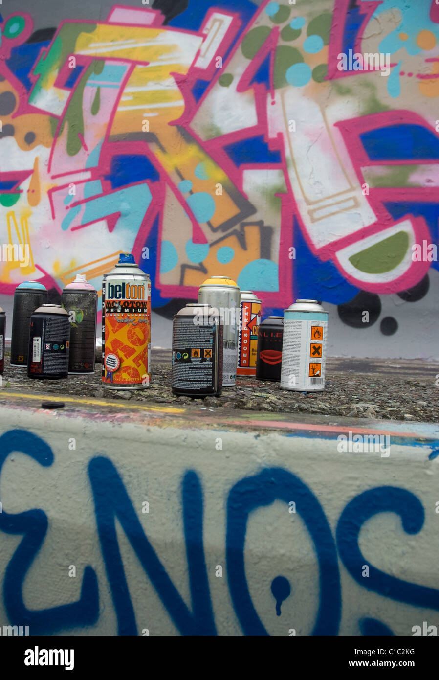 Graffiti artist`s spray paint cans Stock Photo - Alamy