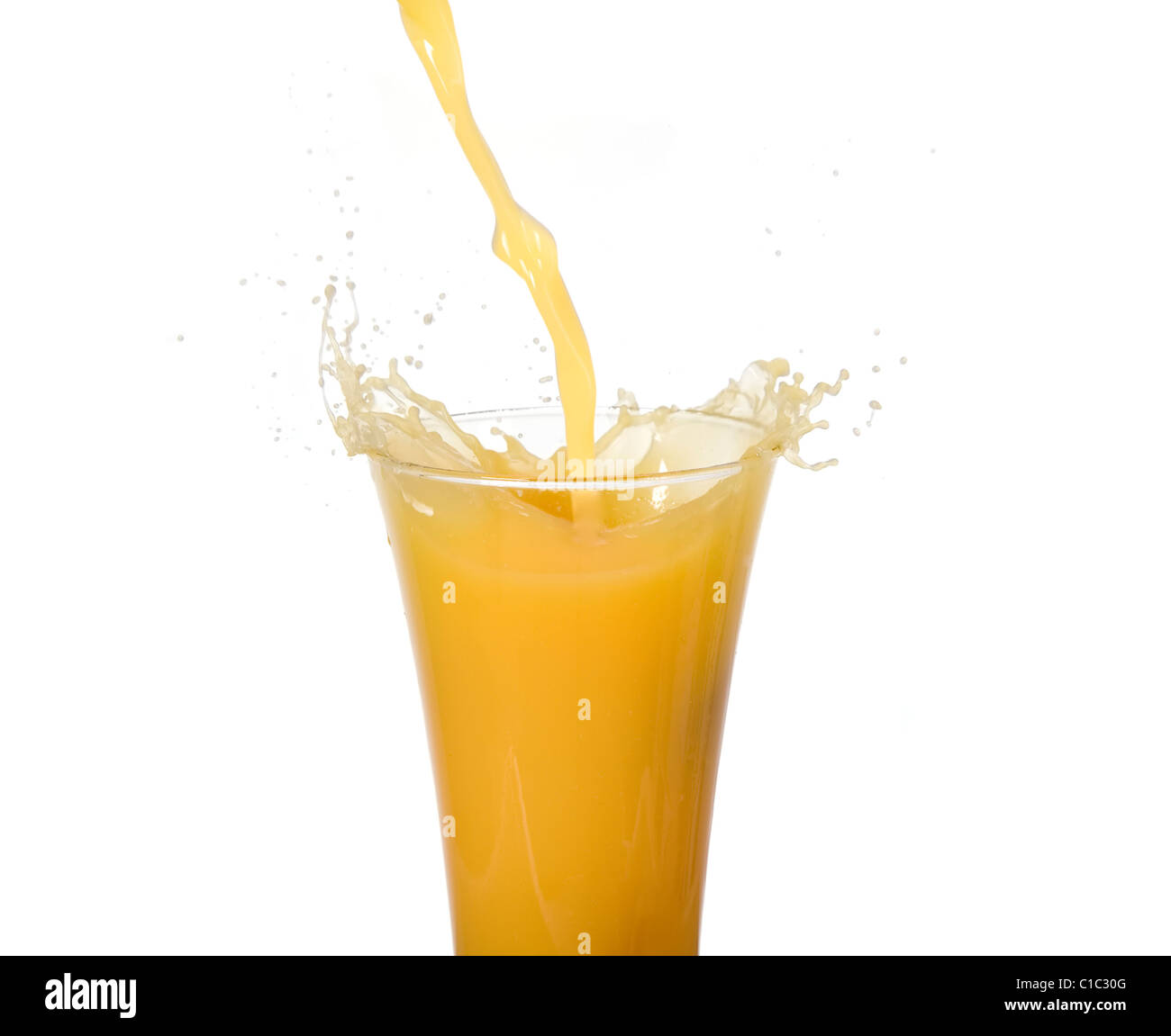 Splash with bubbles of fresh squeezed orange juice Stock Photo Alamy