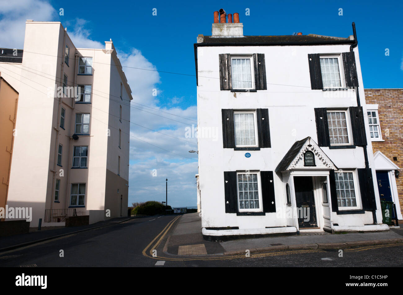 The white building on the right (Albion Lodge) was the home in Margate of John Le Mesurier and Hattie Jacques during the 1960s. Stock Photo