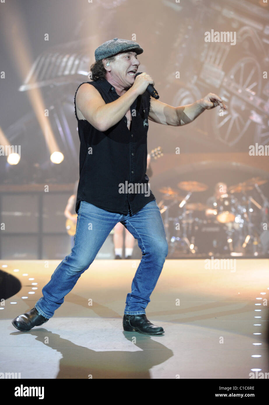 Brian Johnson AC DC performing live at the O2 Arena London, England -  14.04.09 Stock Photo - Alamy