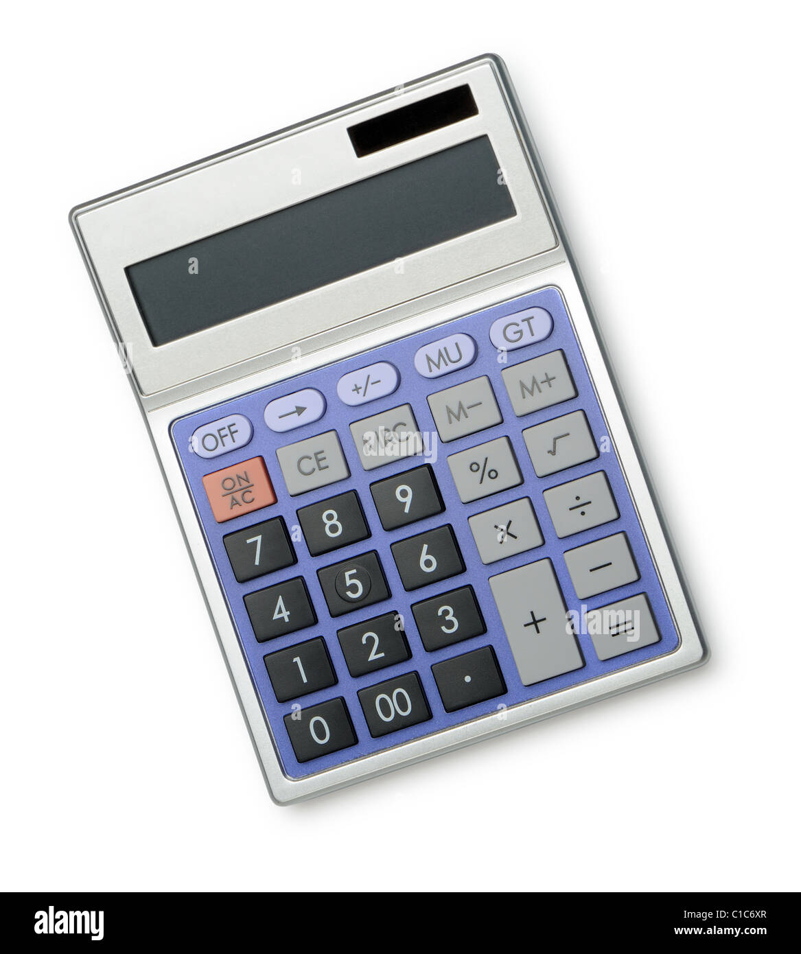 Modern electronic calculator. Isolated on white Stock Photo - Alamy
