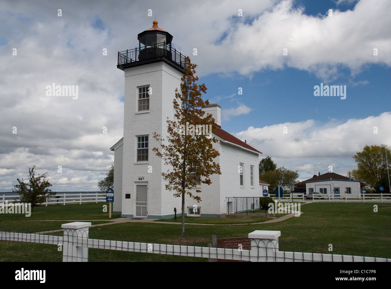 Sand Point Lighthouse Escanaba, Michigan in the Upper Peninsula Stock
