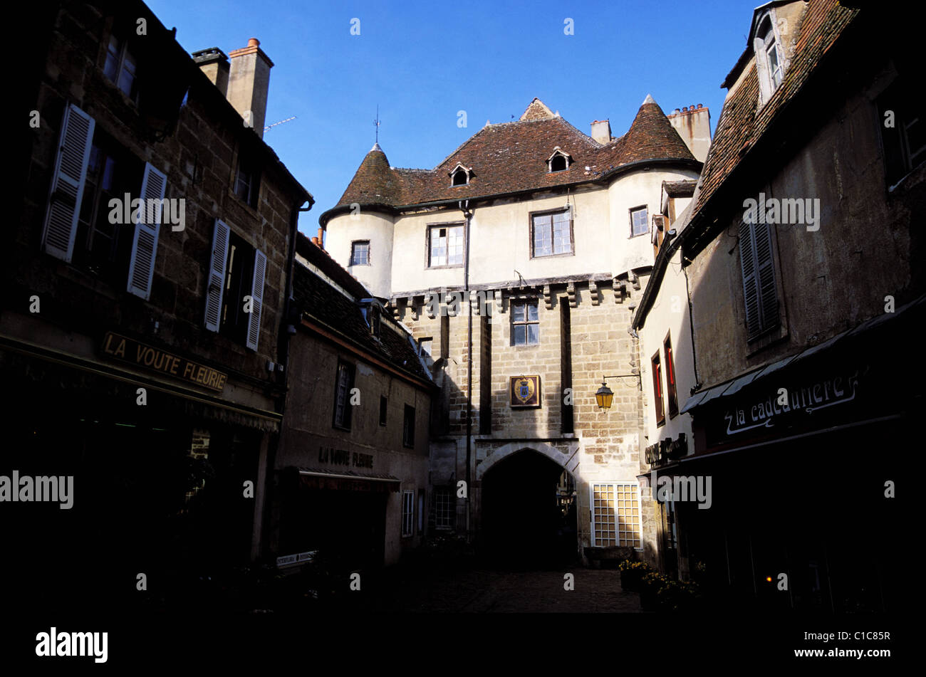 France, Cote d'Or, Semur en Auxois, Buffon street through Sauvigny door Stock Photo