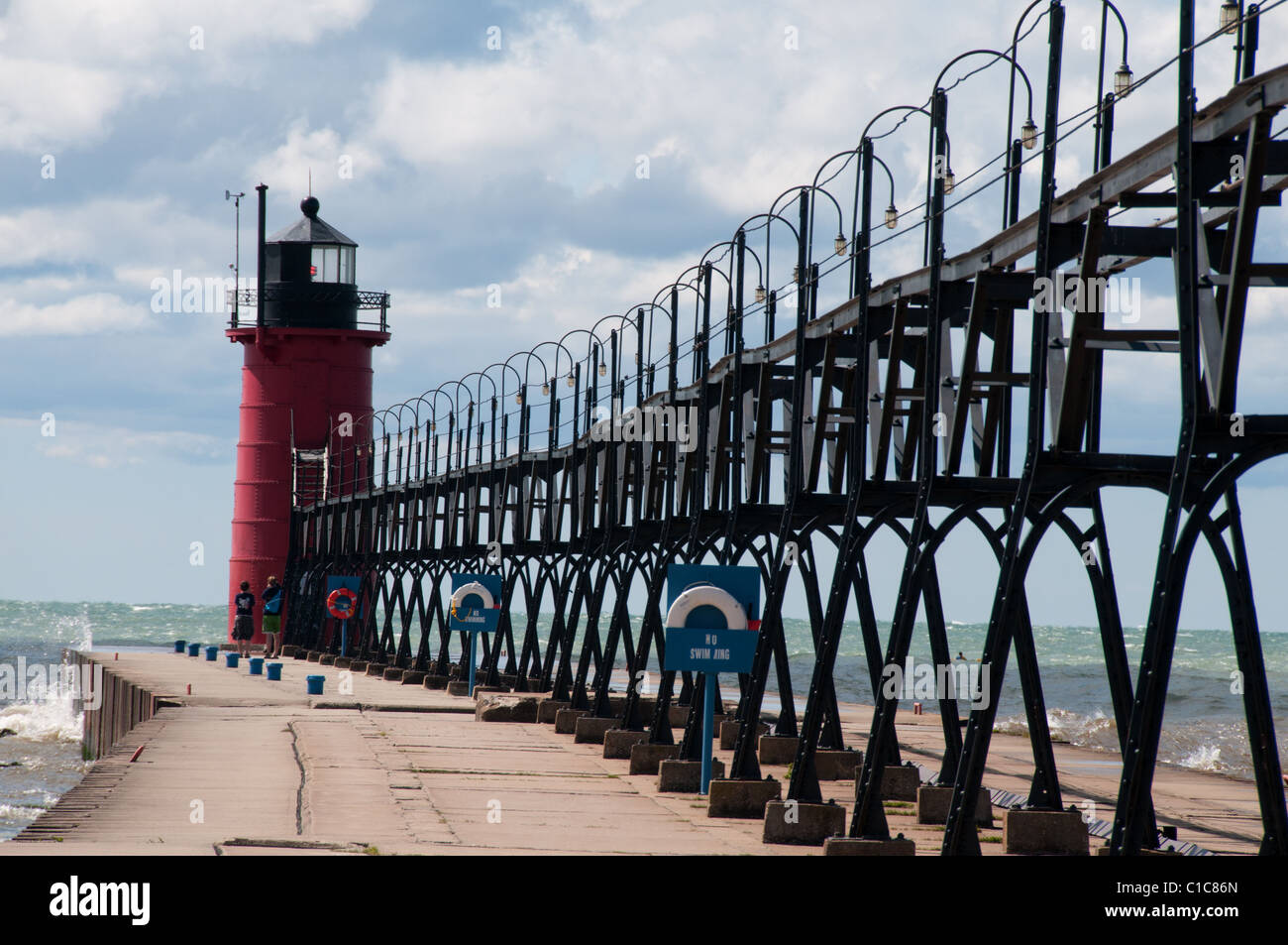 South Haven South Pier Light; South Haven, Michigan; USA Stock Photo