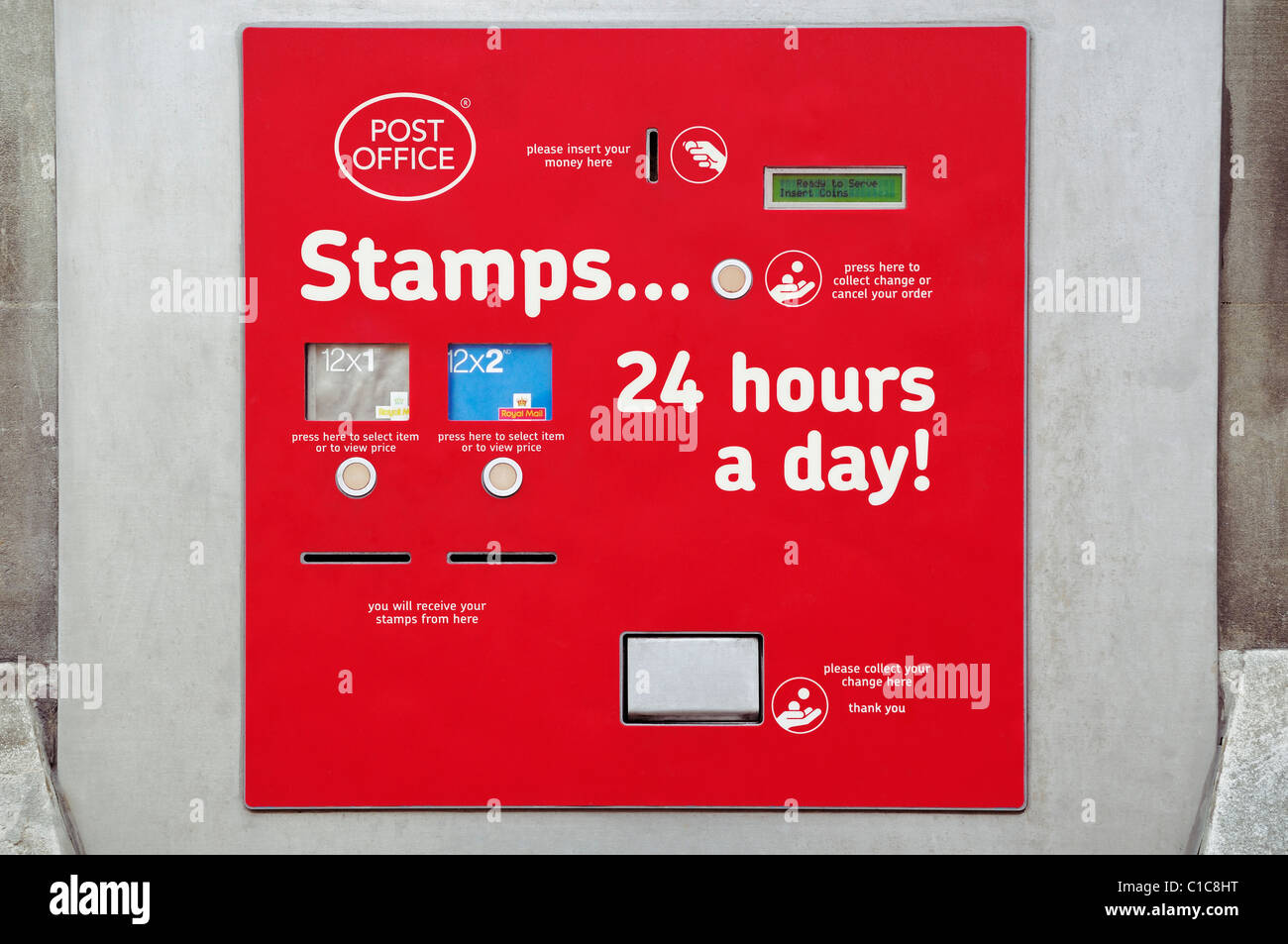 Stamp Machine Outside a Post Office, Oxford, UK. Stock Photo