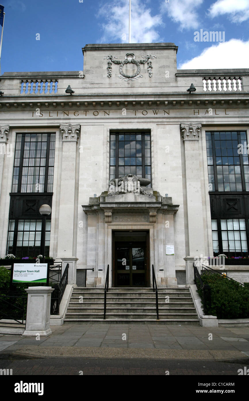 General View gv of Islington Town Hall on Upper street, Islington, London, England. Stock Photo