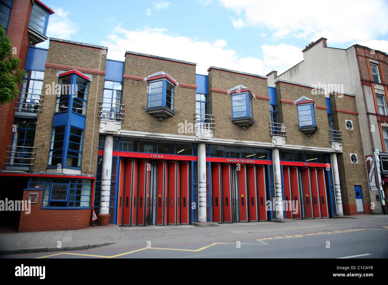 General View gv of Islington Fire Station on Upper street, Islington, London, England. Stock Photo