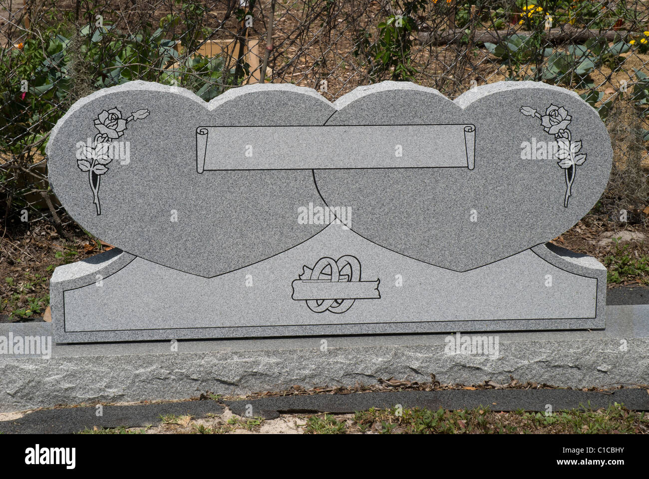 blank granite tombstones for sale at a small town funeral home Stock