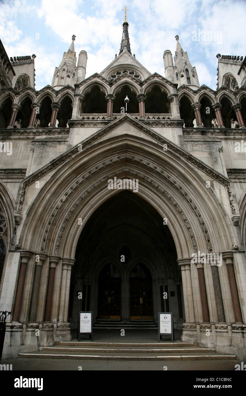 General View gv of the Royal Courts of justice or High Court on The Strand, London, England. Stock Photo