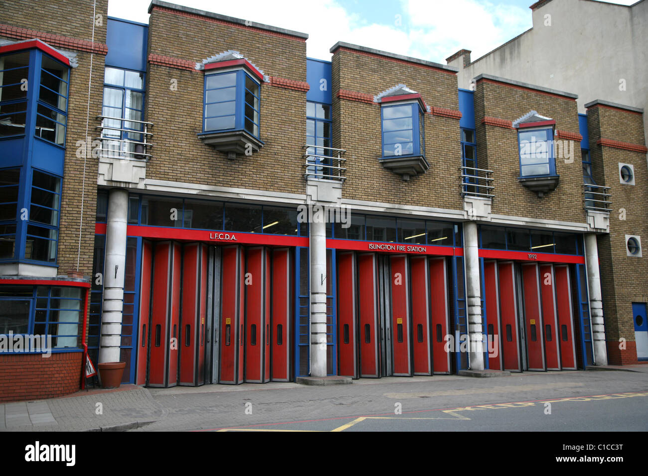 General View gv of Islington Fire Station on Upper street, Islington, London, England. Stock Photo