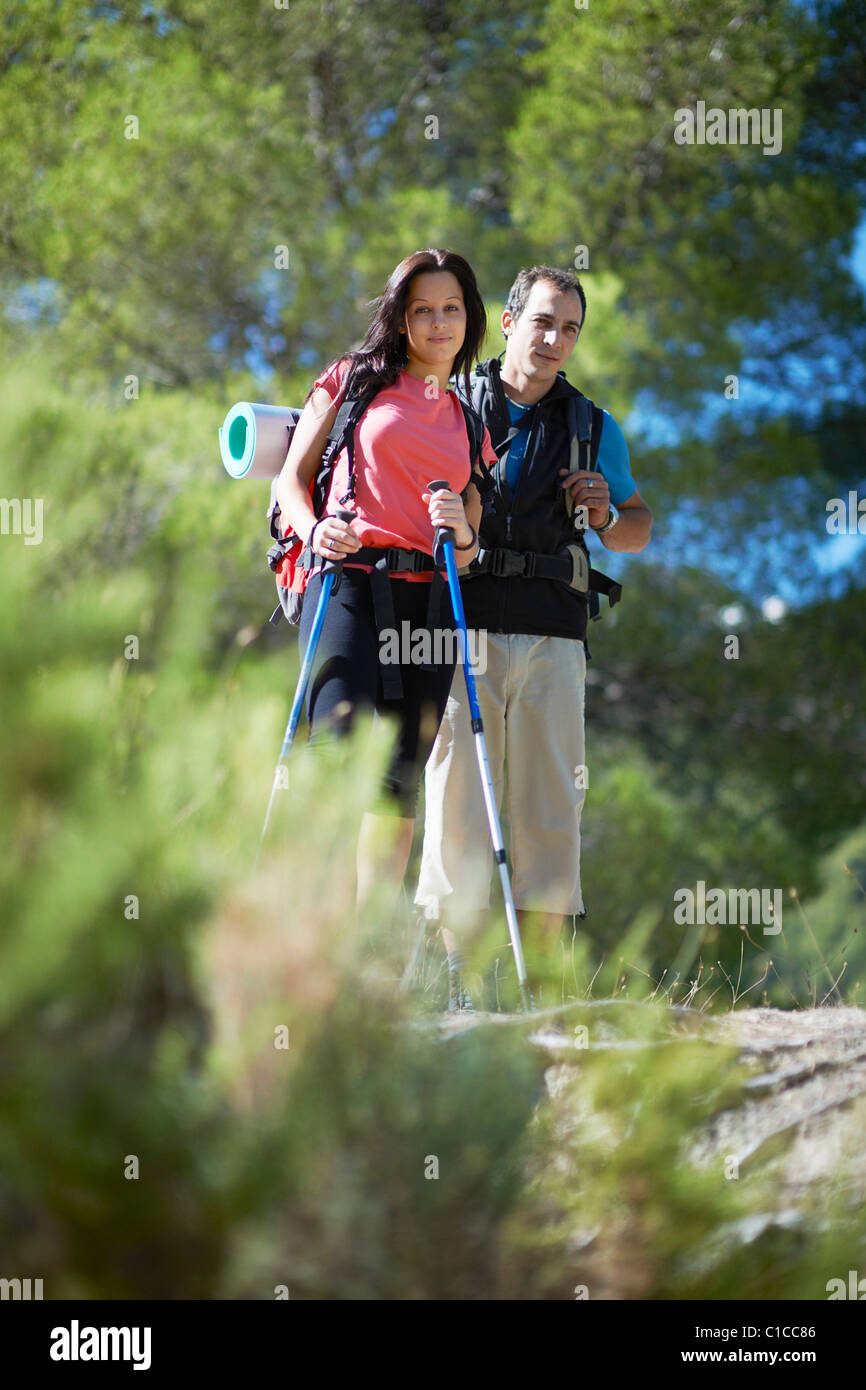 Young man hiking posing girlfriend hi-res stock photography and images ...