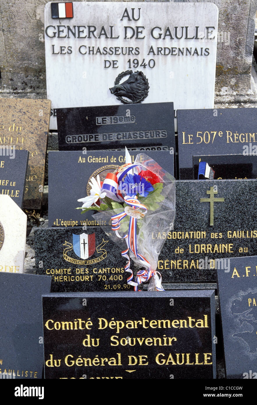 France, Haute Marne, colombey les Deux Eglises, la tombe du G en eral de Gaulle Stock Photo