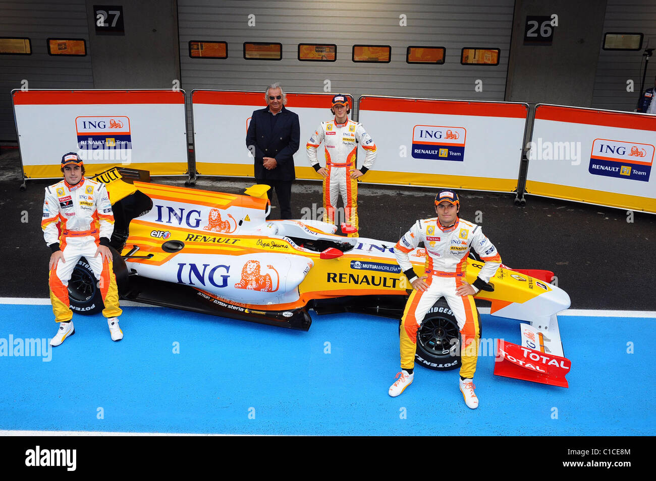 On January 19, The ING Renault F1 Team officially launched its 2009 season  as the new Renault F1 R29 was unveiled to the Stock Photo - Alamy