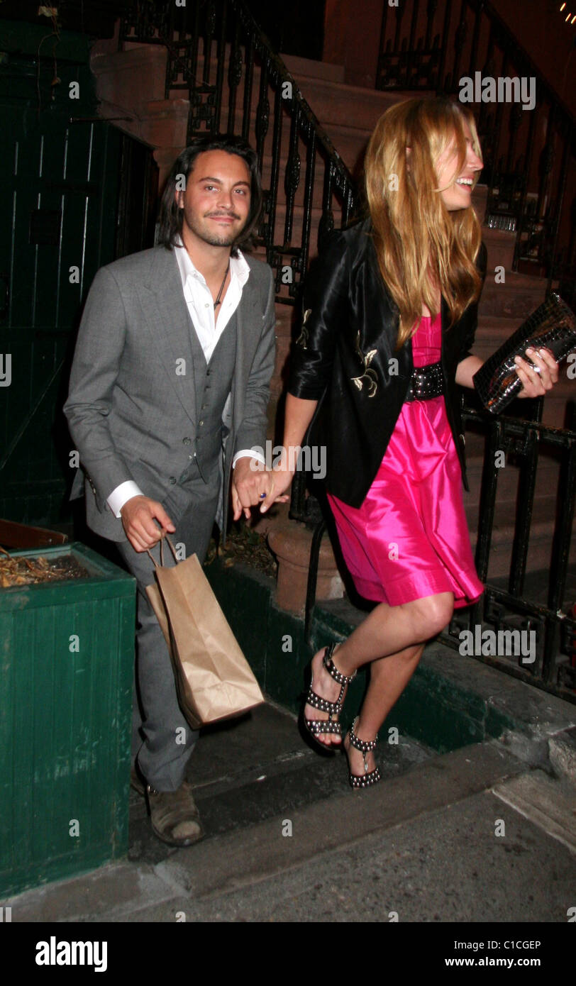 Jack Huston and girlfriend Cat Deeley  leaving a restaurant together New York City, USA - 16.04.09 Stock Photo