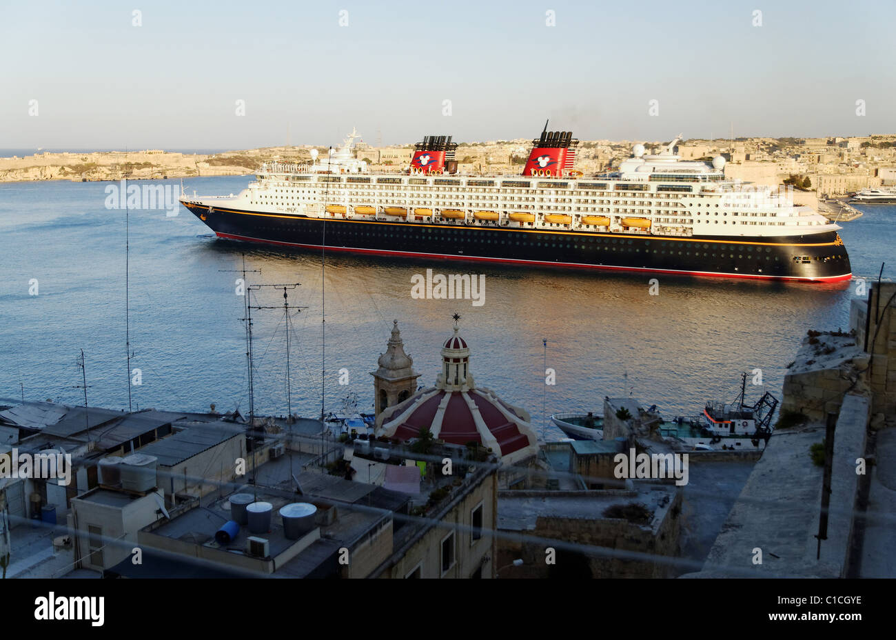 Disney Cruise Ship - Valletta, Malta Stock Photo