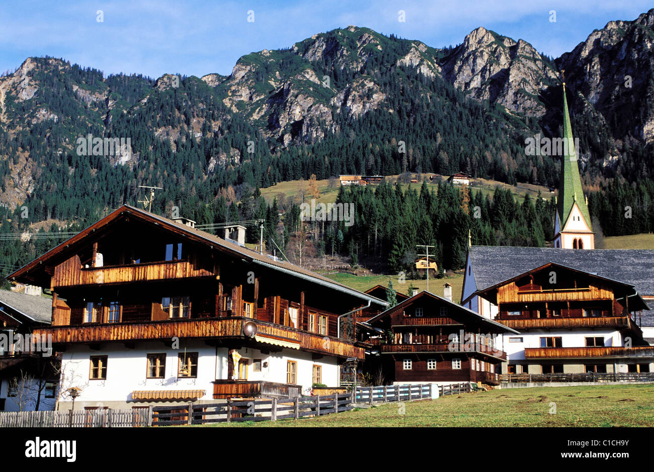 Austria, the Tyrol, Village of Alpbach Stock Photo