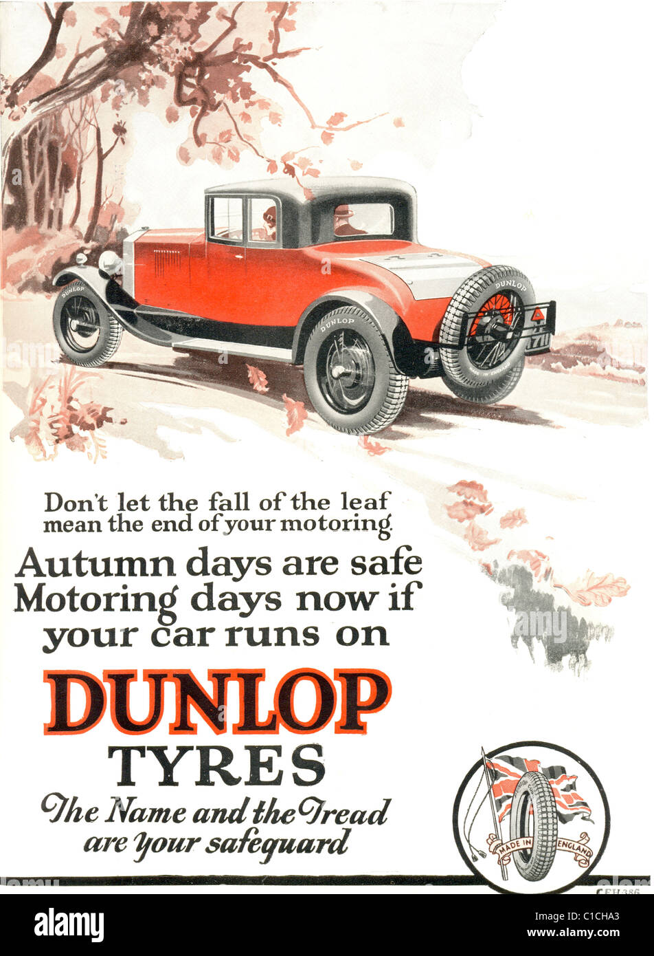 Advertisement for Dunlop tyres Stock Photo
