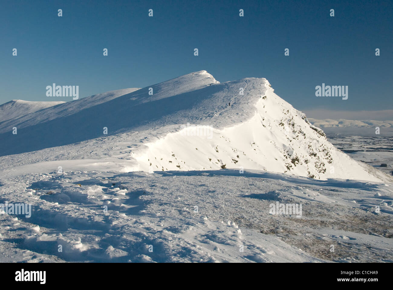 Blencathra summit ridge in winter in the English Lake District Stock Photo