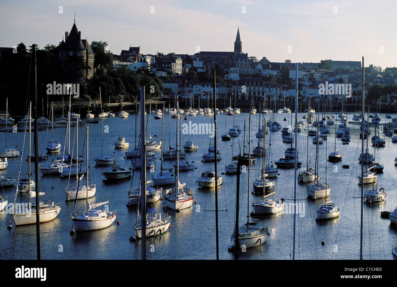 France, Loire Atlantique, Pornic, 13th and 14th centuries yachting harbour owned by Gilles de Rais Stock Photo
