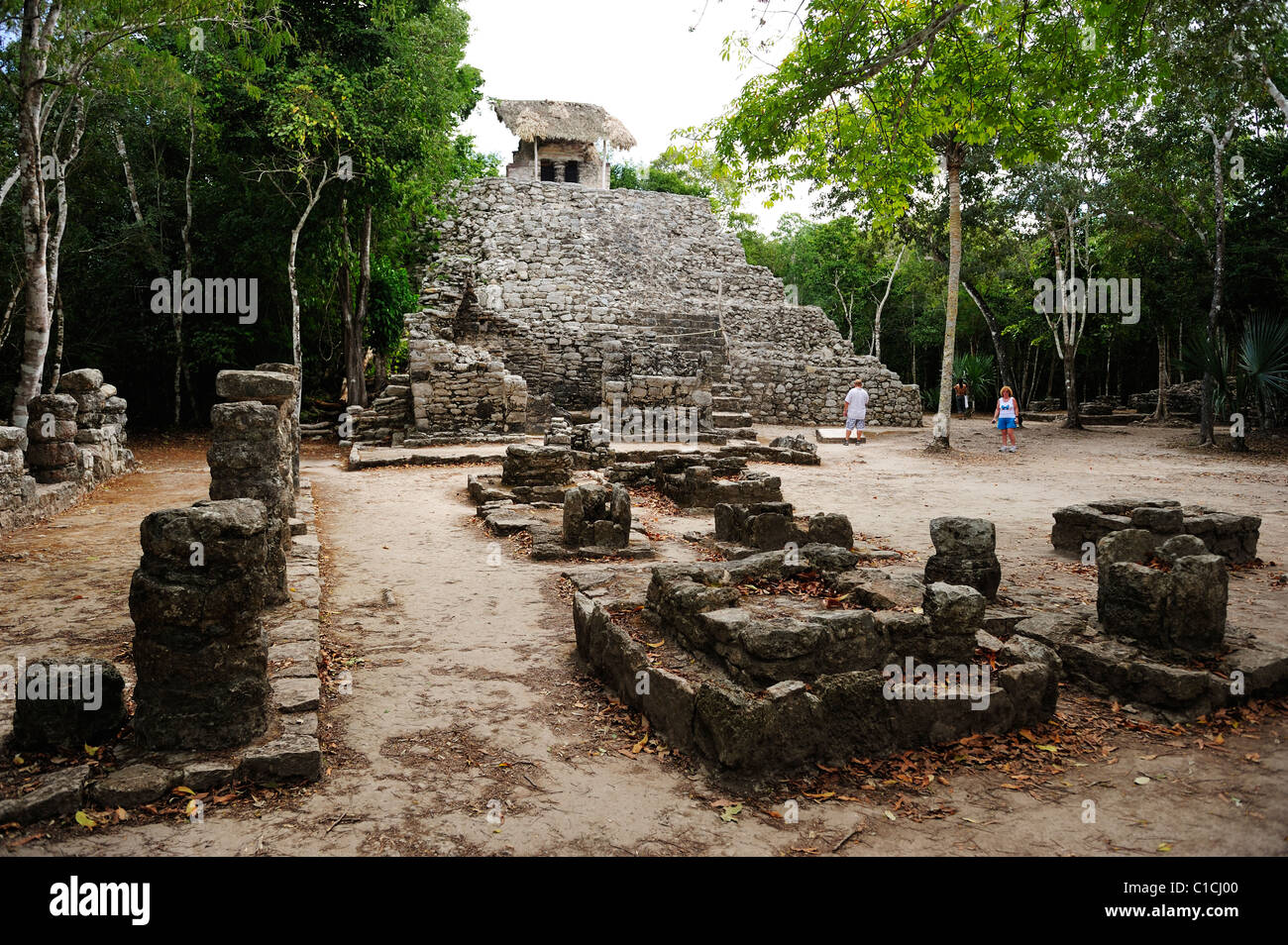 Temple of the Frescoes in the ruins of Coba in Quintana Roo State, Mexico Stock Photo
