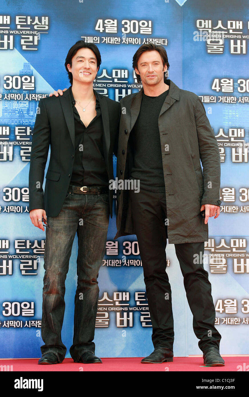 Daniel Phillip Henney and Hugh Jackman 'X-Man Origins: Wolverine' - press conference held at Korea House Seoul, South Korea - Stock Photo