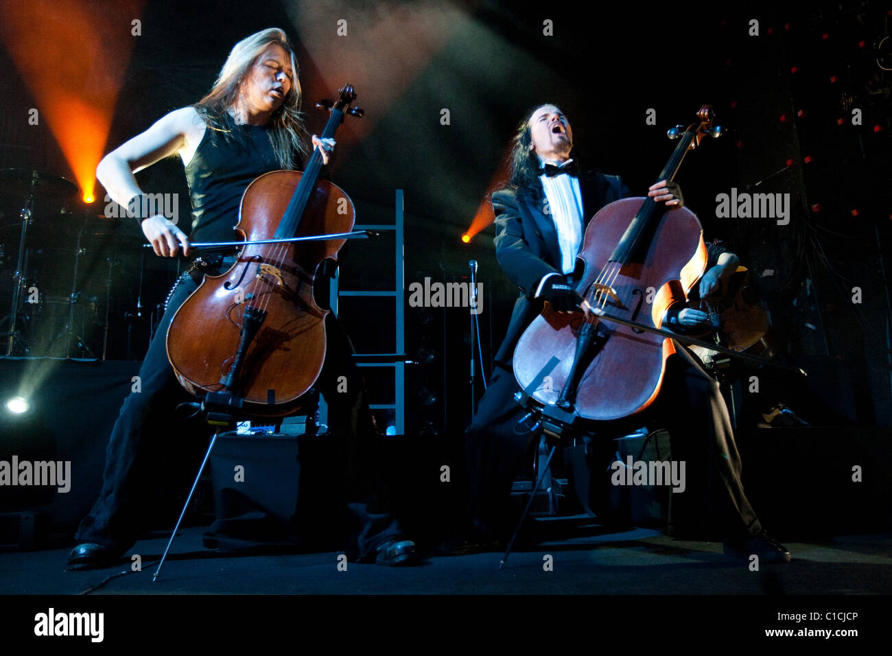 Apocalyptica perform live in Moscow Apocalyptica is a Finnish cello metal band, composed of classically trained cellists and, Stock Photo