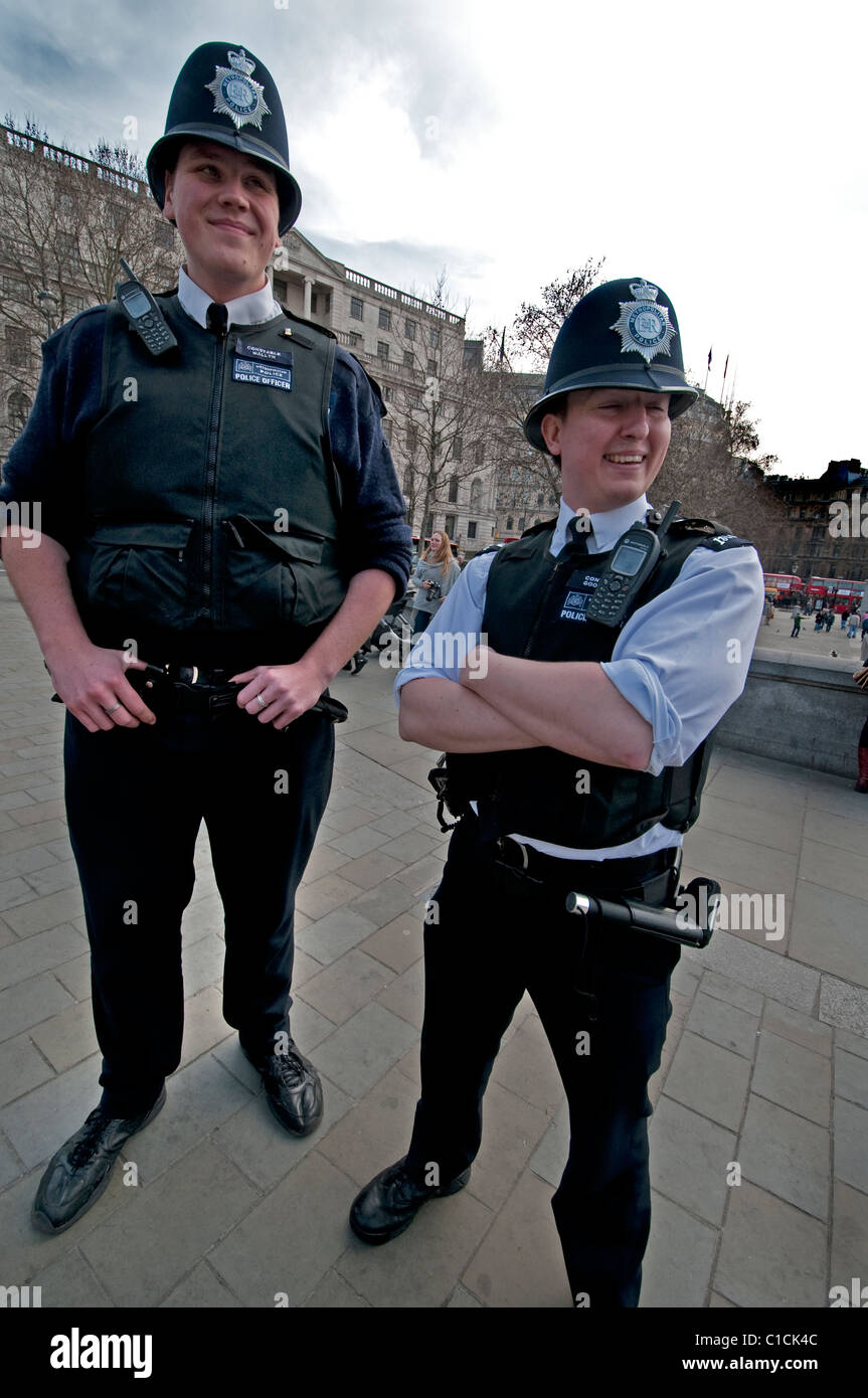 police policemen bobbies tall short Stock Photo