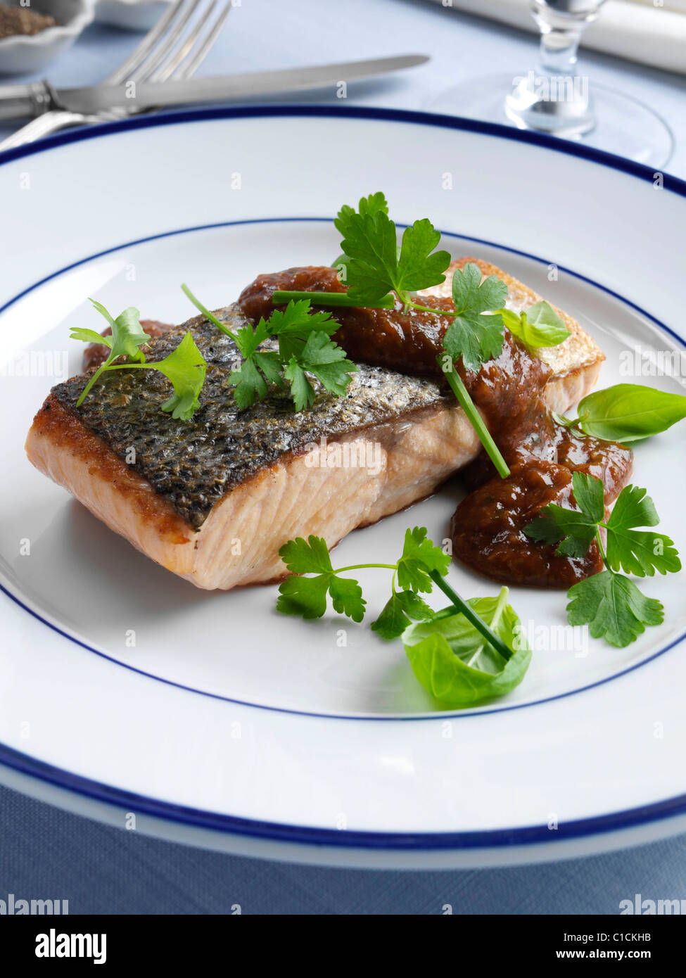 Marco Pierre White recipe salmon fillet with tomato sauce and herbs