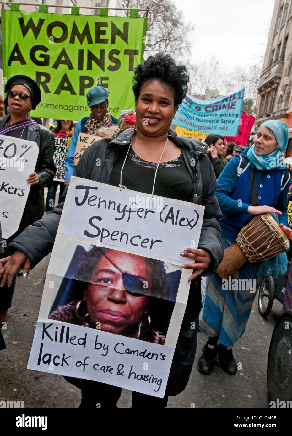 Hundred march through London calling for an end to cuts, poverty and discrimination against women Stock Photo