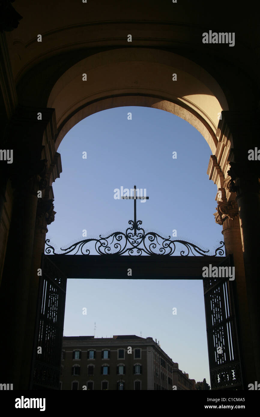 detail of entrance to basilica di santa croce in gerusalemme, rome ...