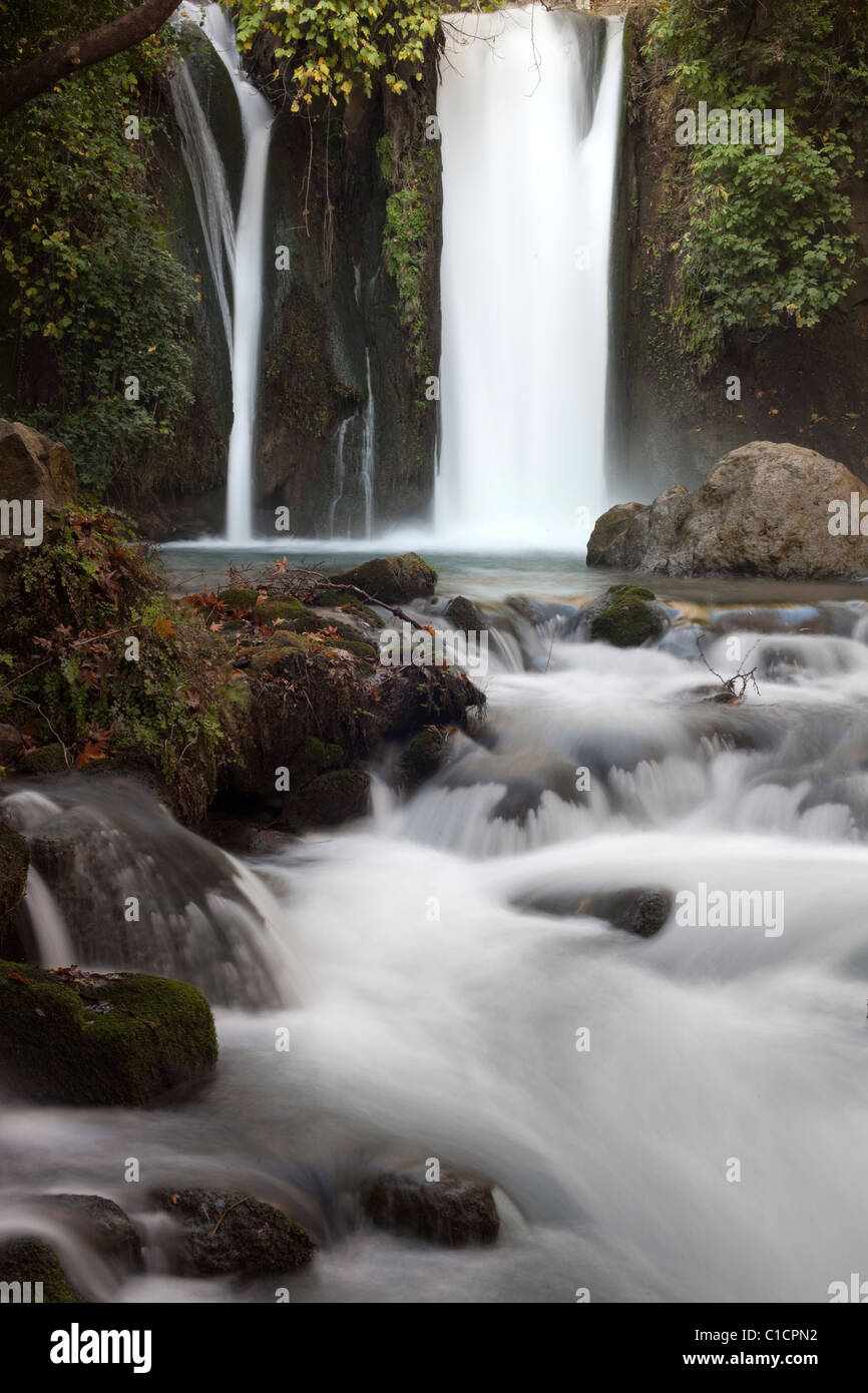 Waterfall at the Banias Springs at the foot of Mount Hermon Stock Photo