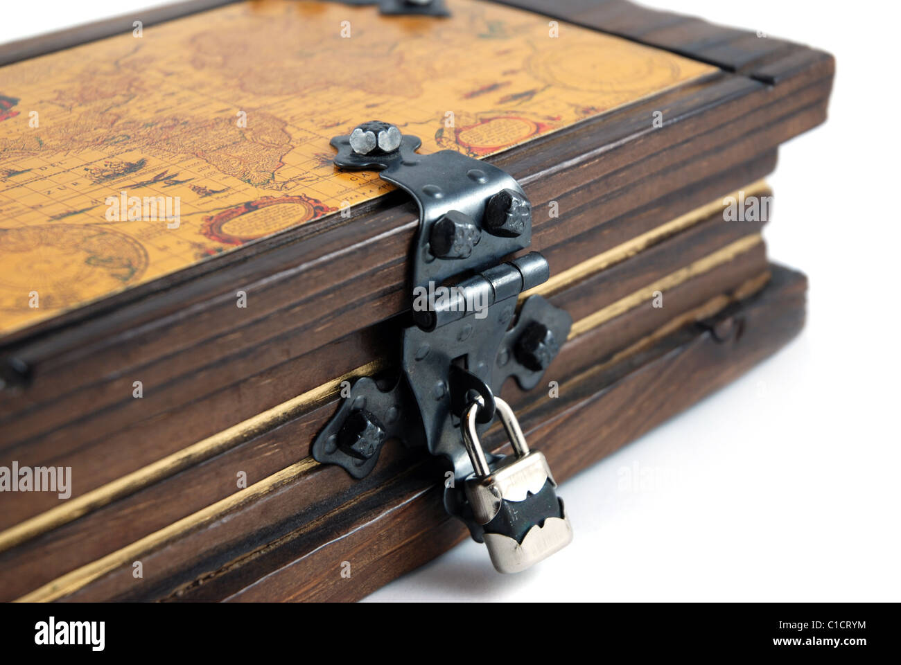 The old wooden box with metal fittings Stock Photo Alamy