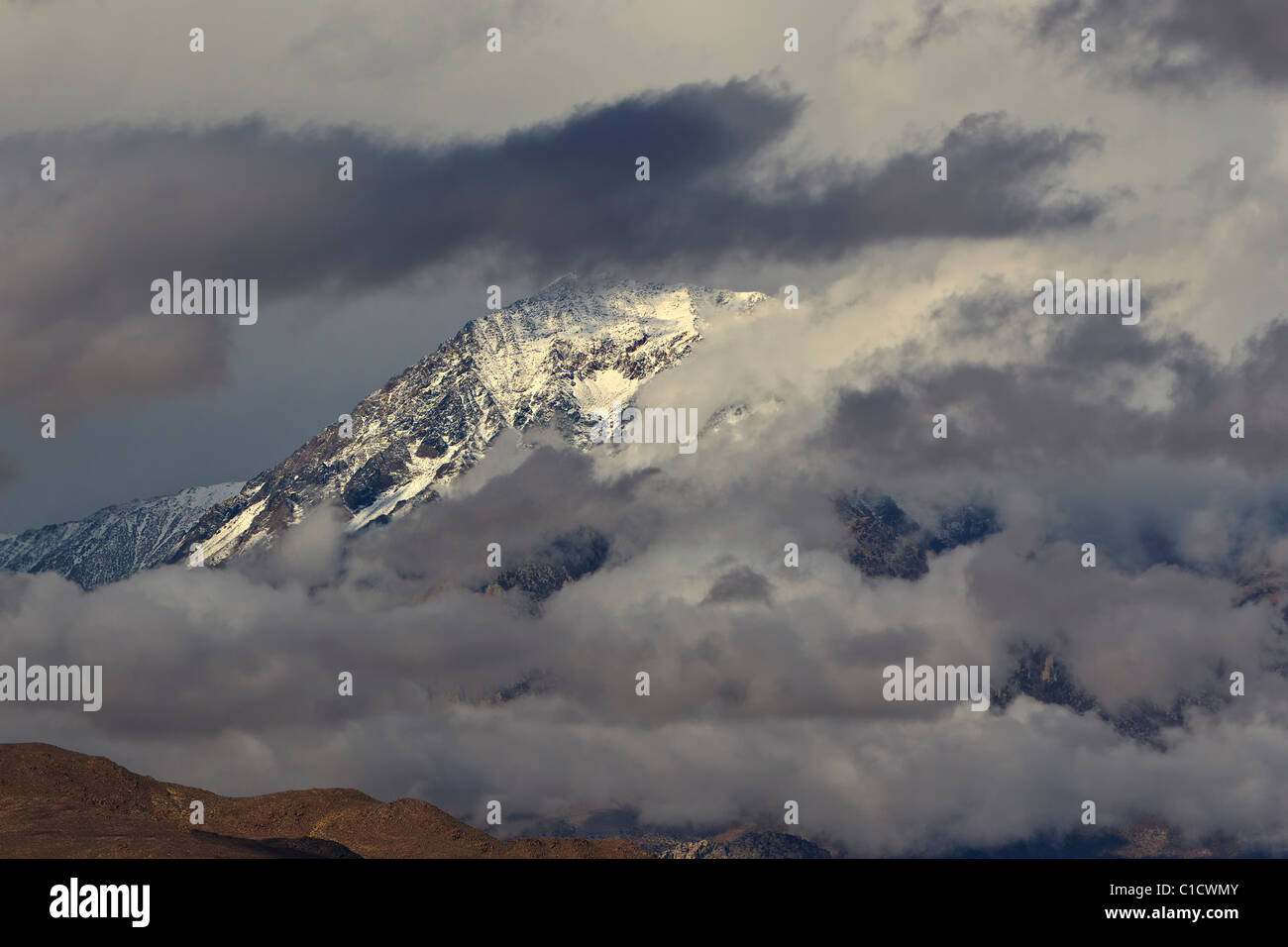 Snow-covered mountain, eastern Sierra. Stock Photo
